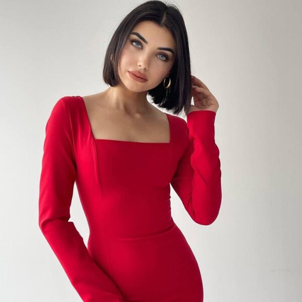 Ekel Kleid Rot – Elegantes Abendkleid jetzt 14 % günstiger, Rotes Kleid kaufen, Elegante Kleider Damen, Festliche Mode online